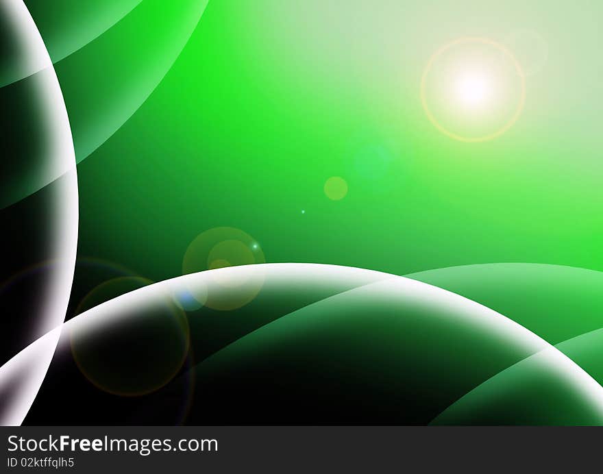 Abstract green background with lights