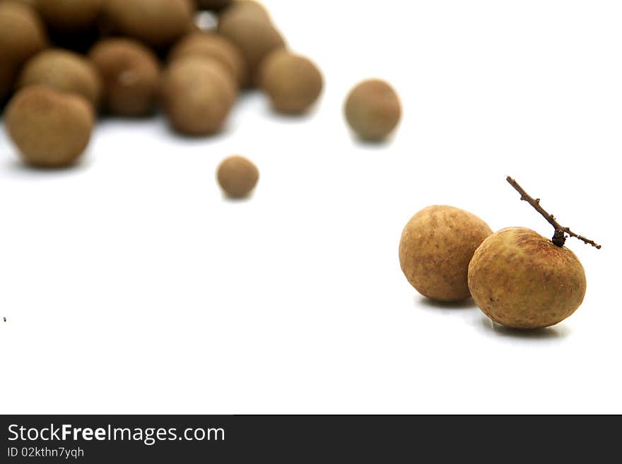 Close up Longan on white background