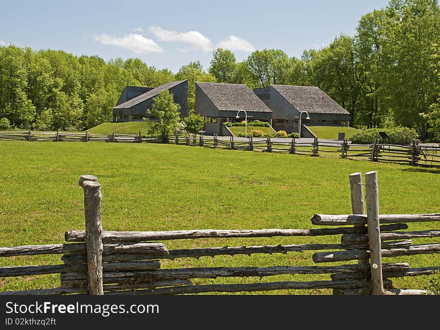 Rural Landscape With Park Buildings