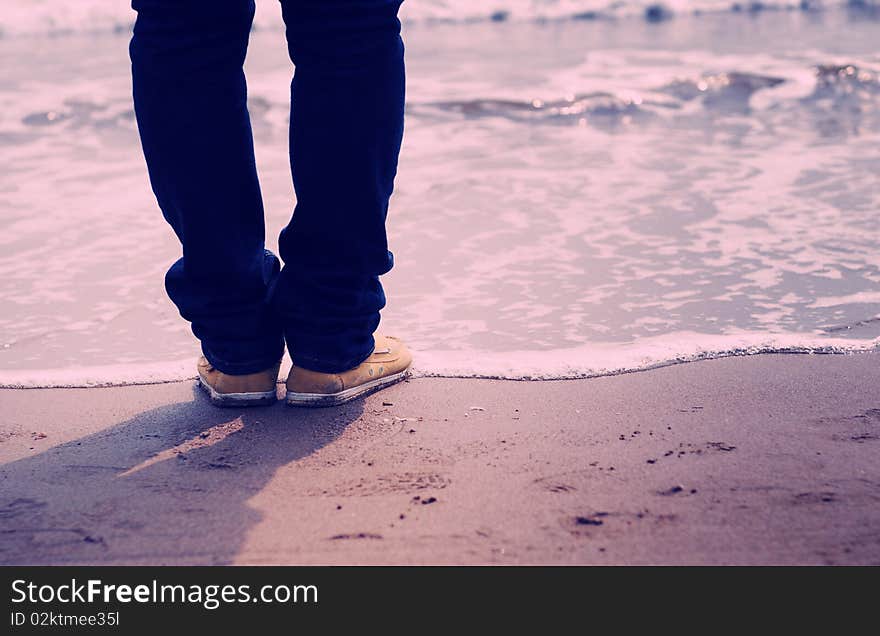 Standing on the beach