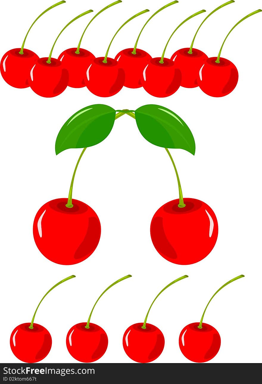 Cherries  illustration. Set of red fruits