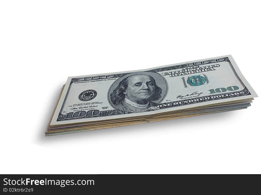 Dollars located on a white background Without serial numbers