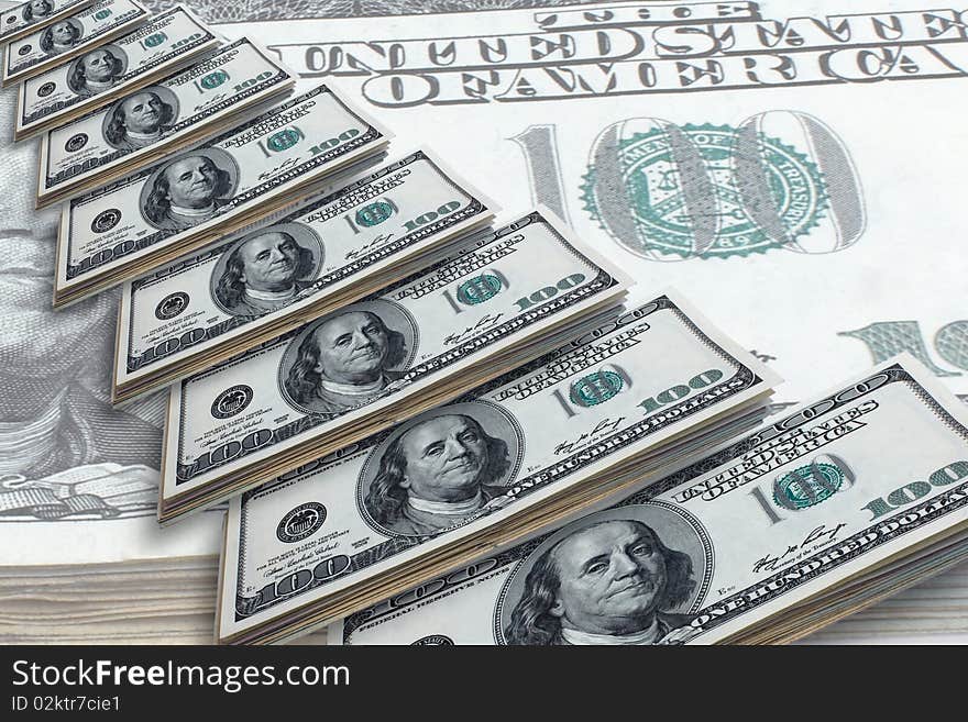 Dollars located on a white background Without serial numbers