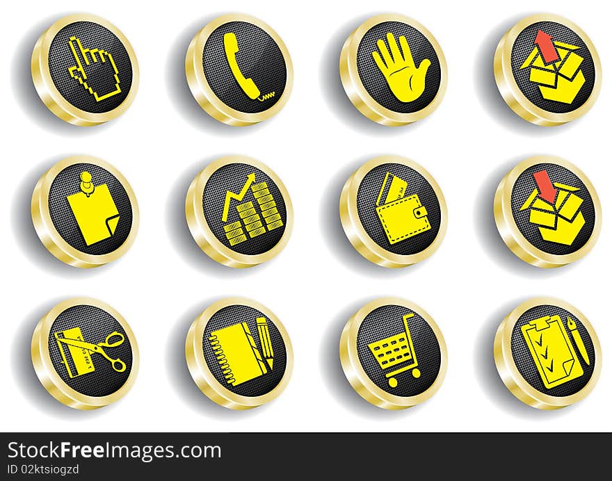 Golden web icon set (buttons). Golden web icon set (buttons)