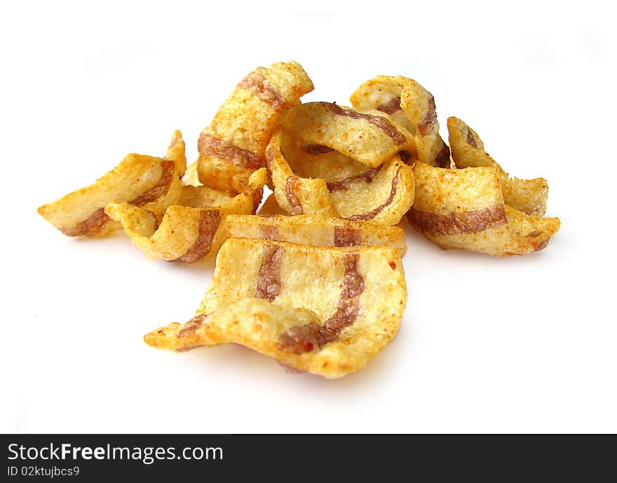 Potato chips isolated in white background