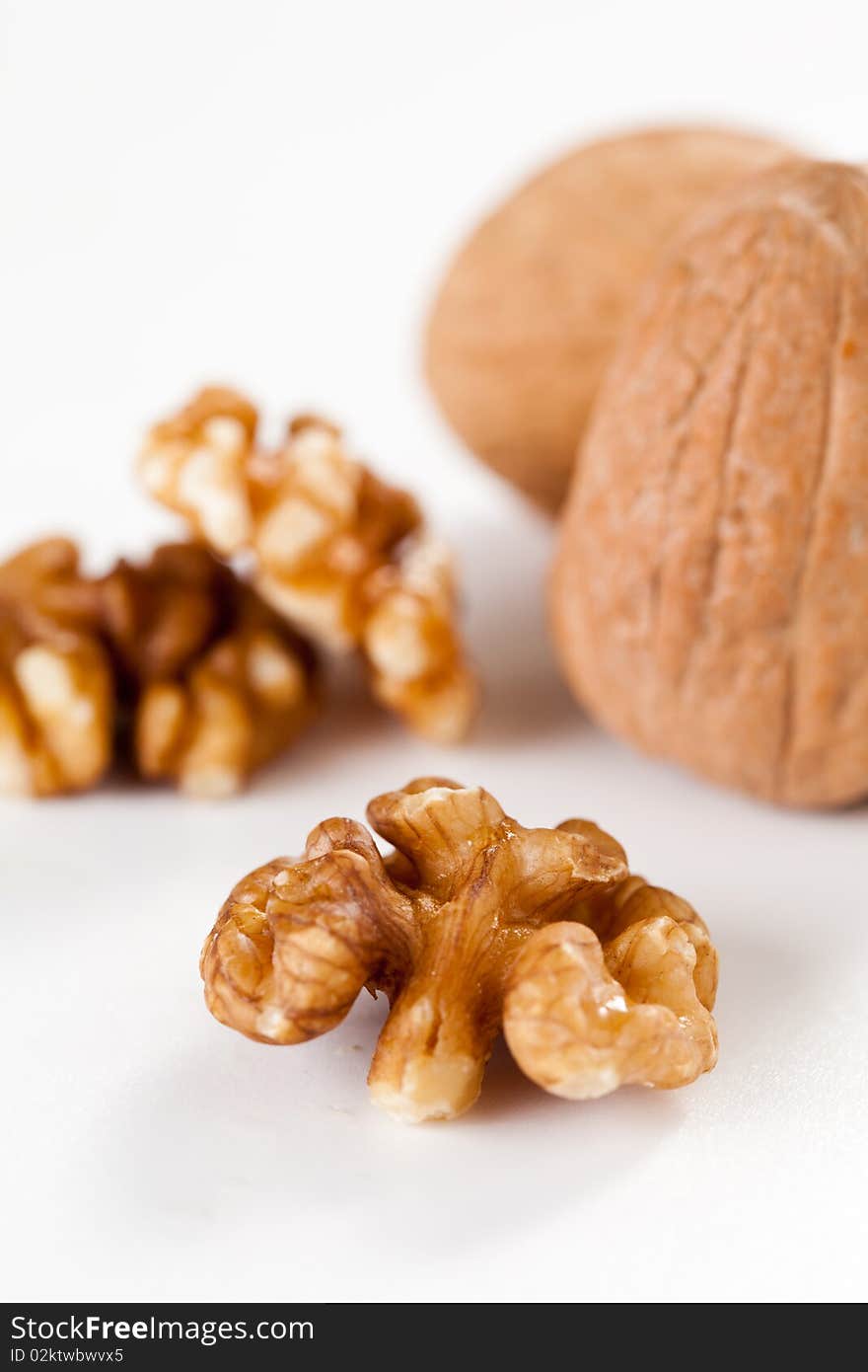 Delicious nut snack isolated over white background