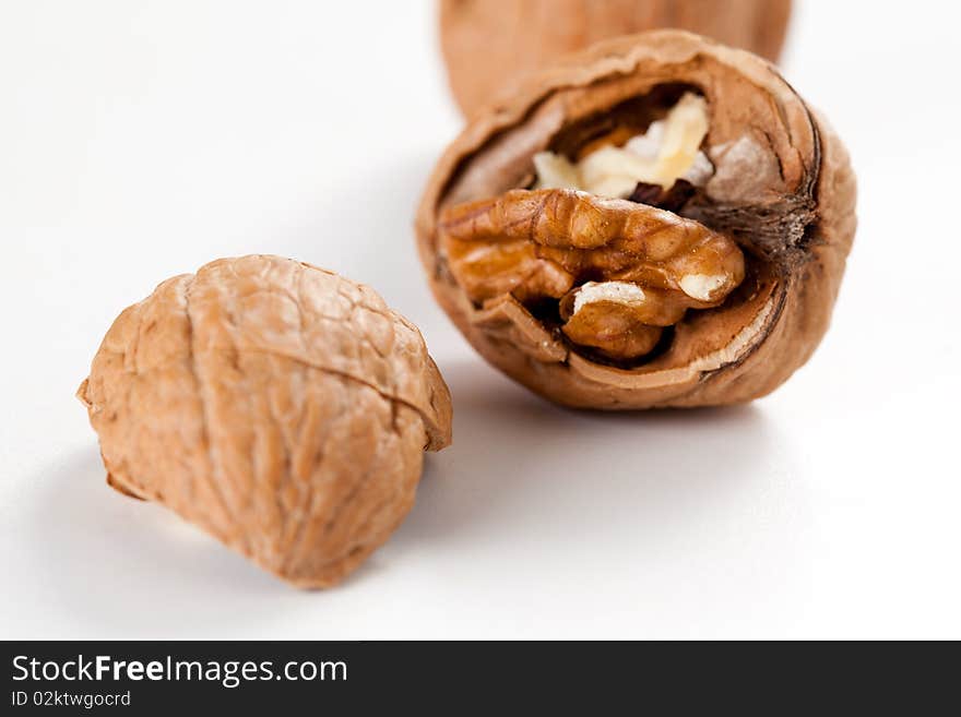 Delicious nut snack isolated over white background