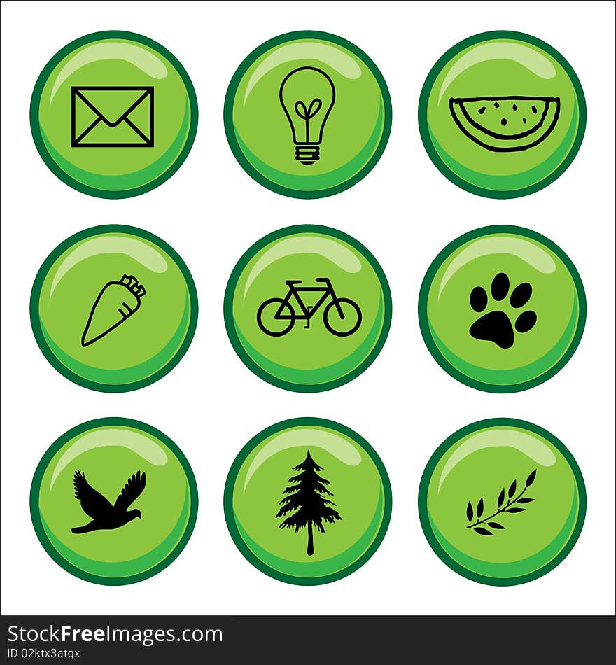 Web Buttons Green Icons