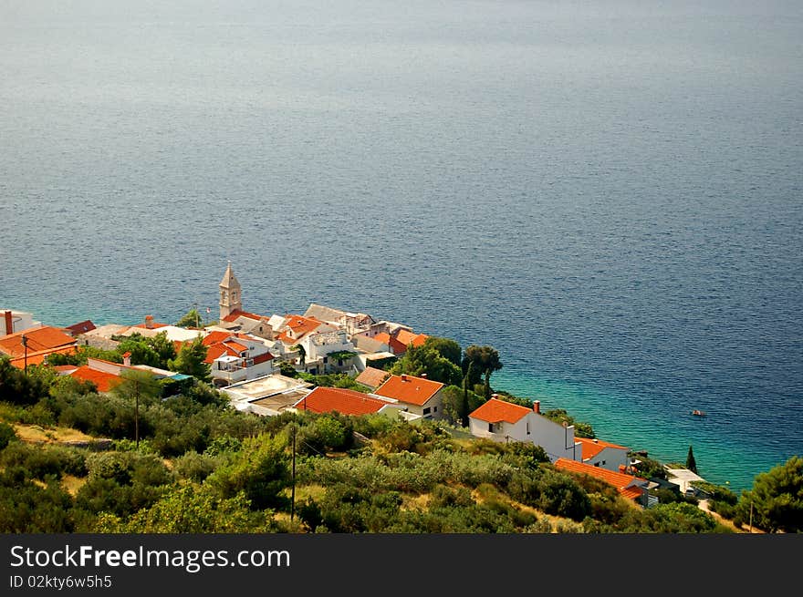 Spectacular scene of village Pisak in Dalmatia, Cr