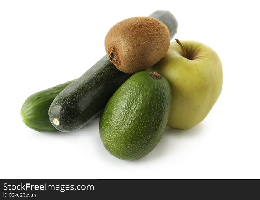 Fruits And Vegetables On White Background