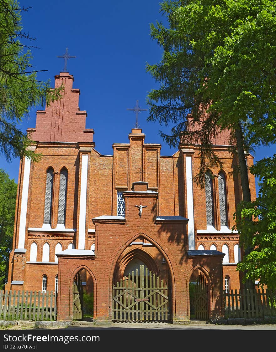 Catholic chapel, summer, blue sky