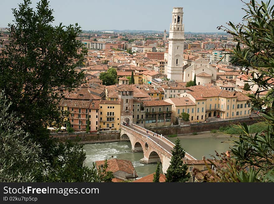 Looking down on the city of verona in italy. Looking down on the city of verona in italy