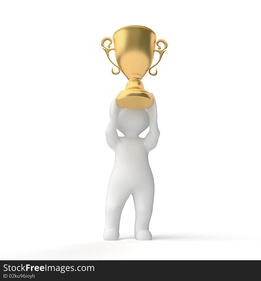 Trophy gold on white background