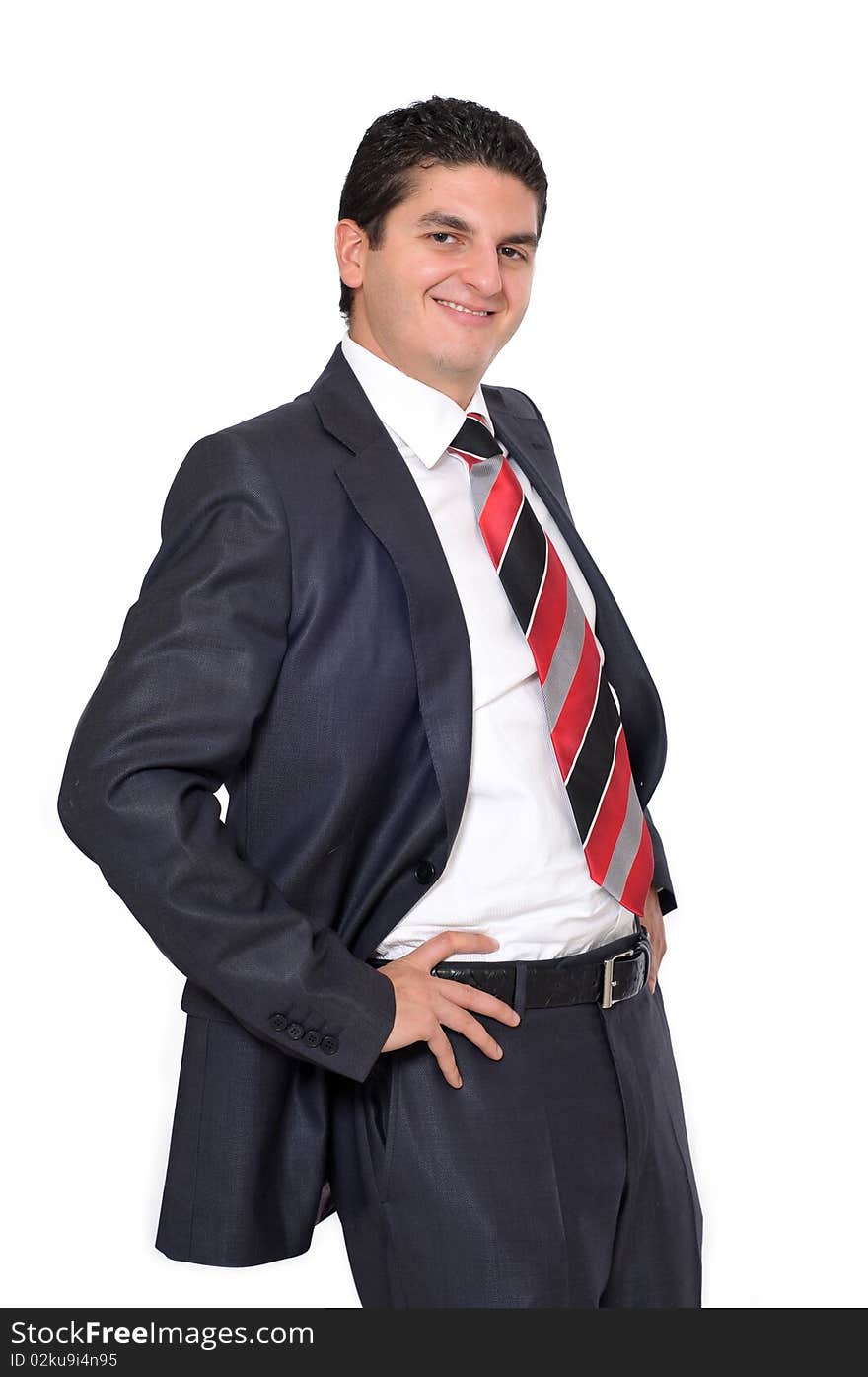 Businessman Smiling Hands on Hips