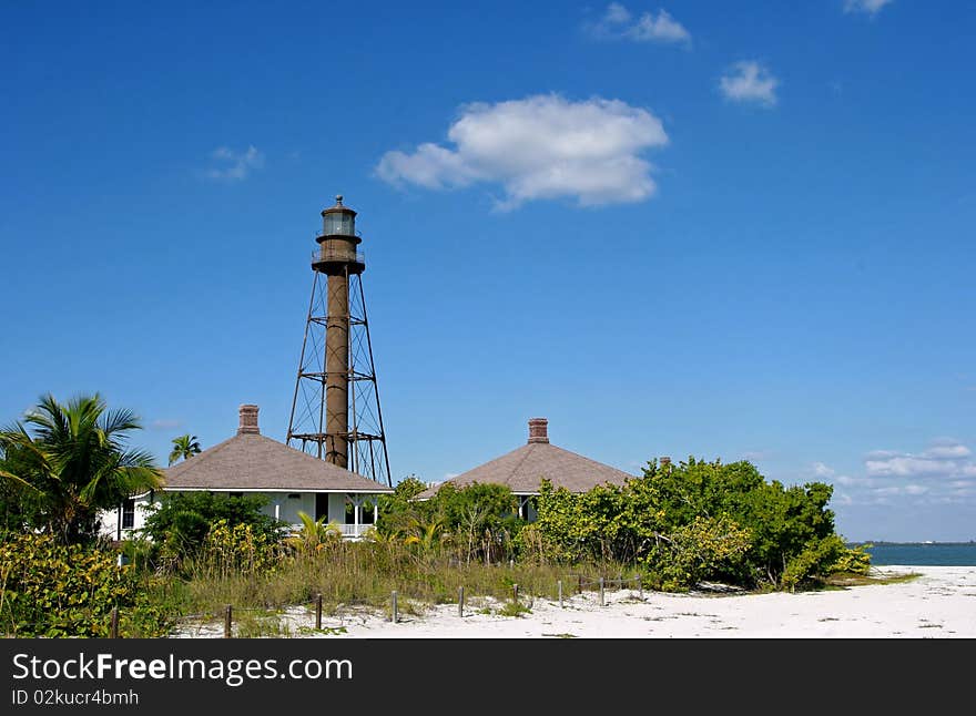 Historic lighthouse at midday Sanibel Island Florida