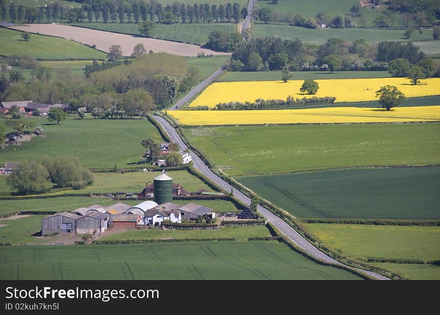 Farmland in mid-Wales, crops, grazing and rape seed. Farmland in mid-Wales, crops, grazing and rape seed