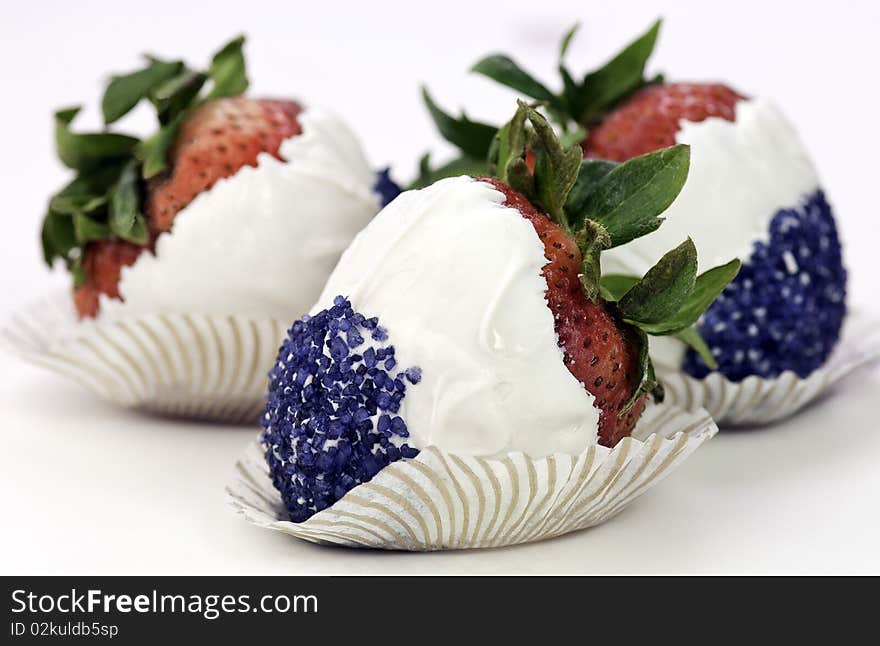 Red white and blue strawberries. Red white and blue strawberries