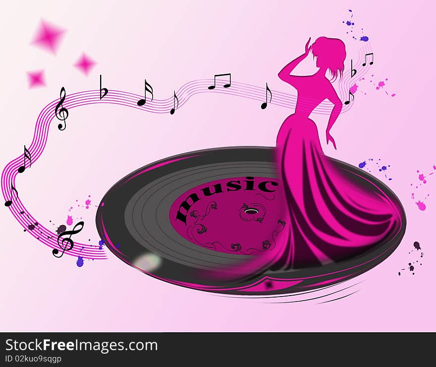 Silhouette of the girl dancing on a plate. Silhouette of the girl dancing on a plate