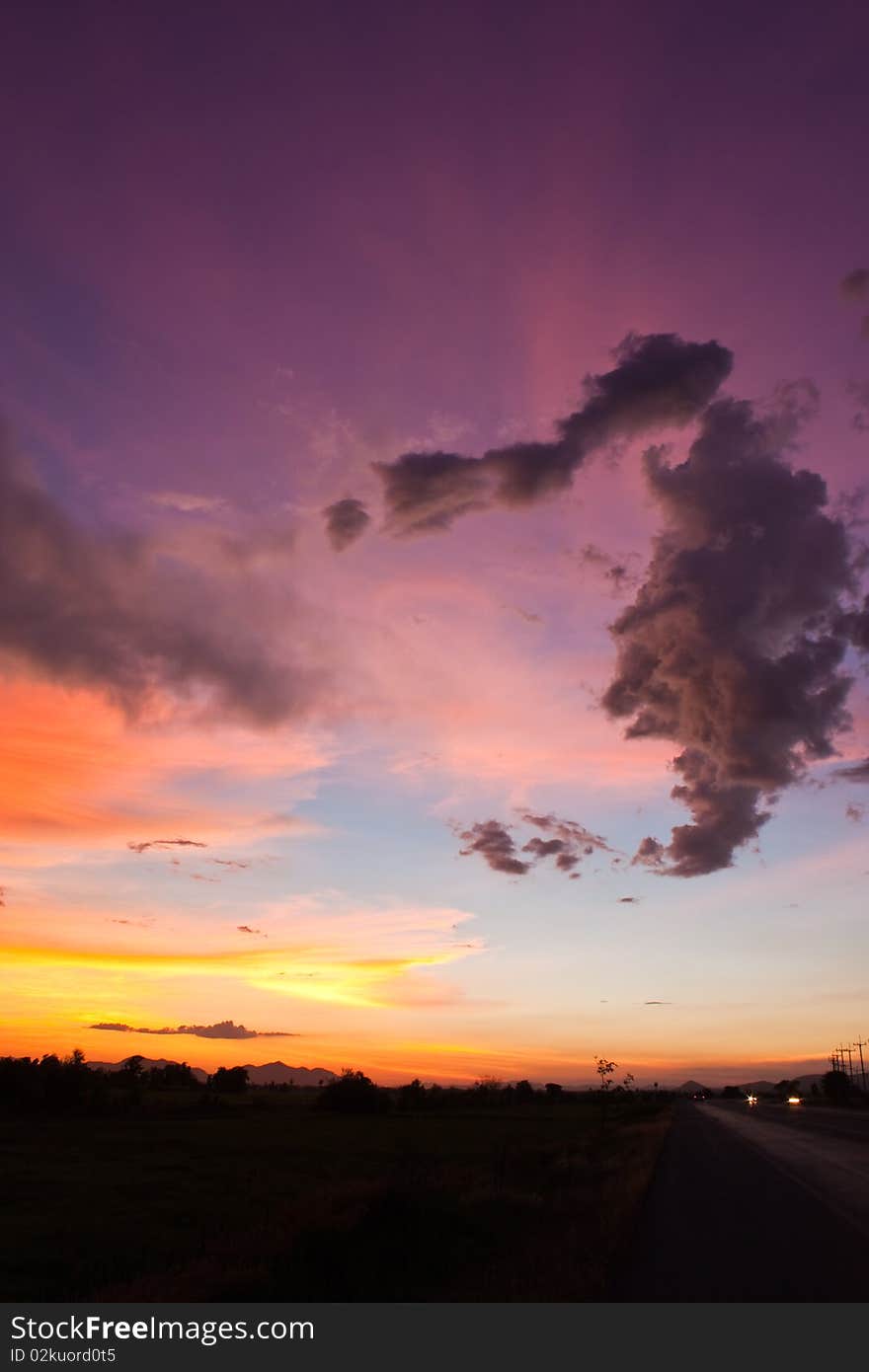 The evening sky with black clouds. The evening sky with black clouds.