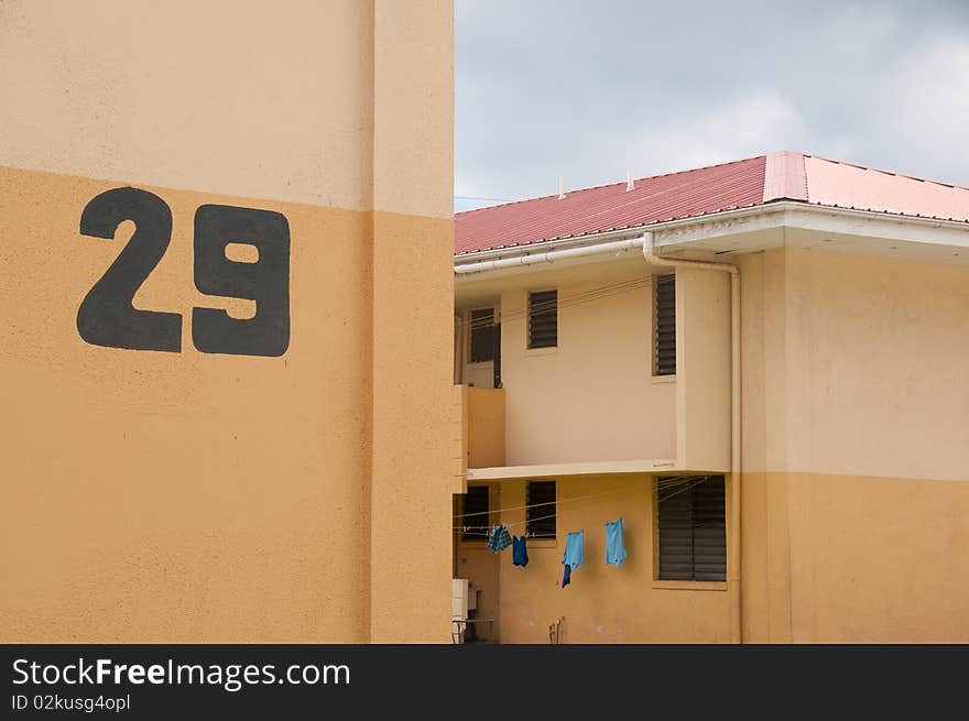 Clothes Line on exterior of house in St. Thomas, USVI