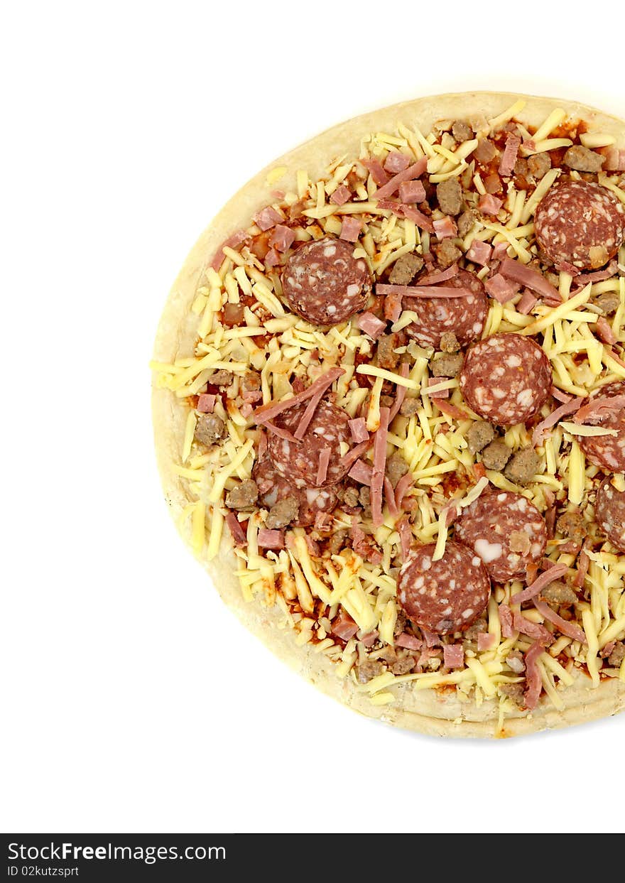 Fresh pizza isolated against a white background. Fresh pizza isolated against a white background