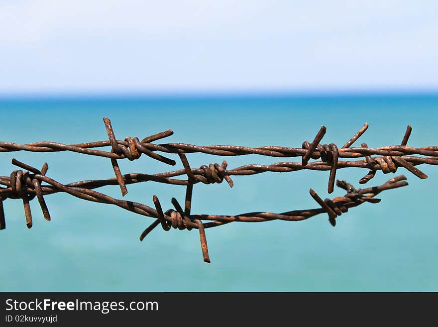 Wire fence on the beach