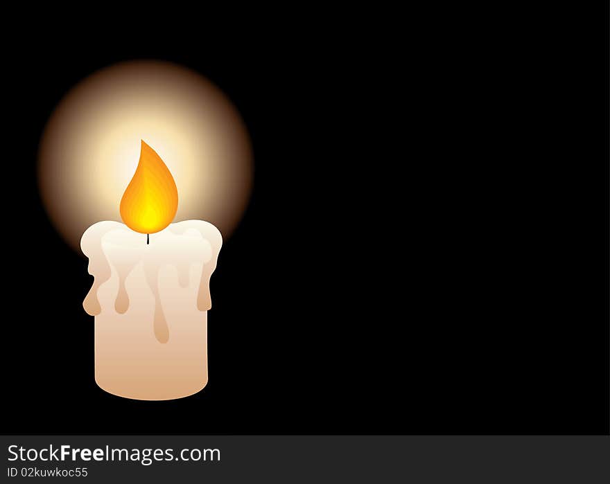 Closeup of burning candle on dark background. Closeup of burning candle on dark background.