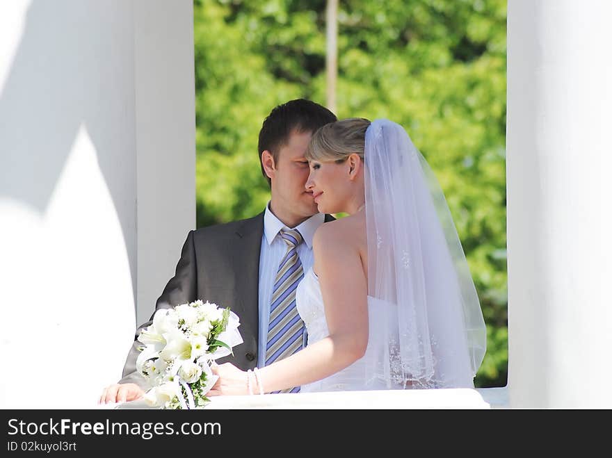 The groom and the bride in outdoors. The groom and the bride in outdoors