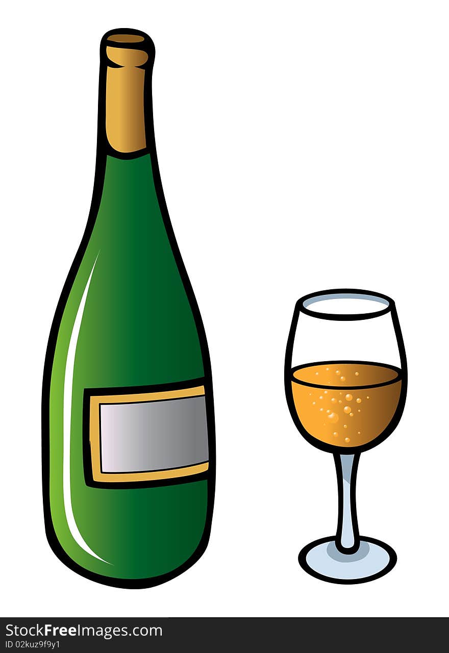 Cartoon vector illustration of a champagne glass