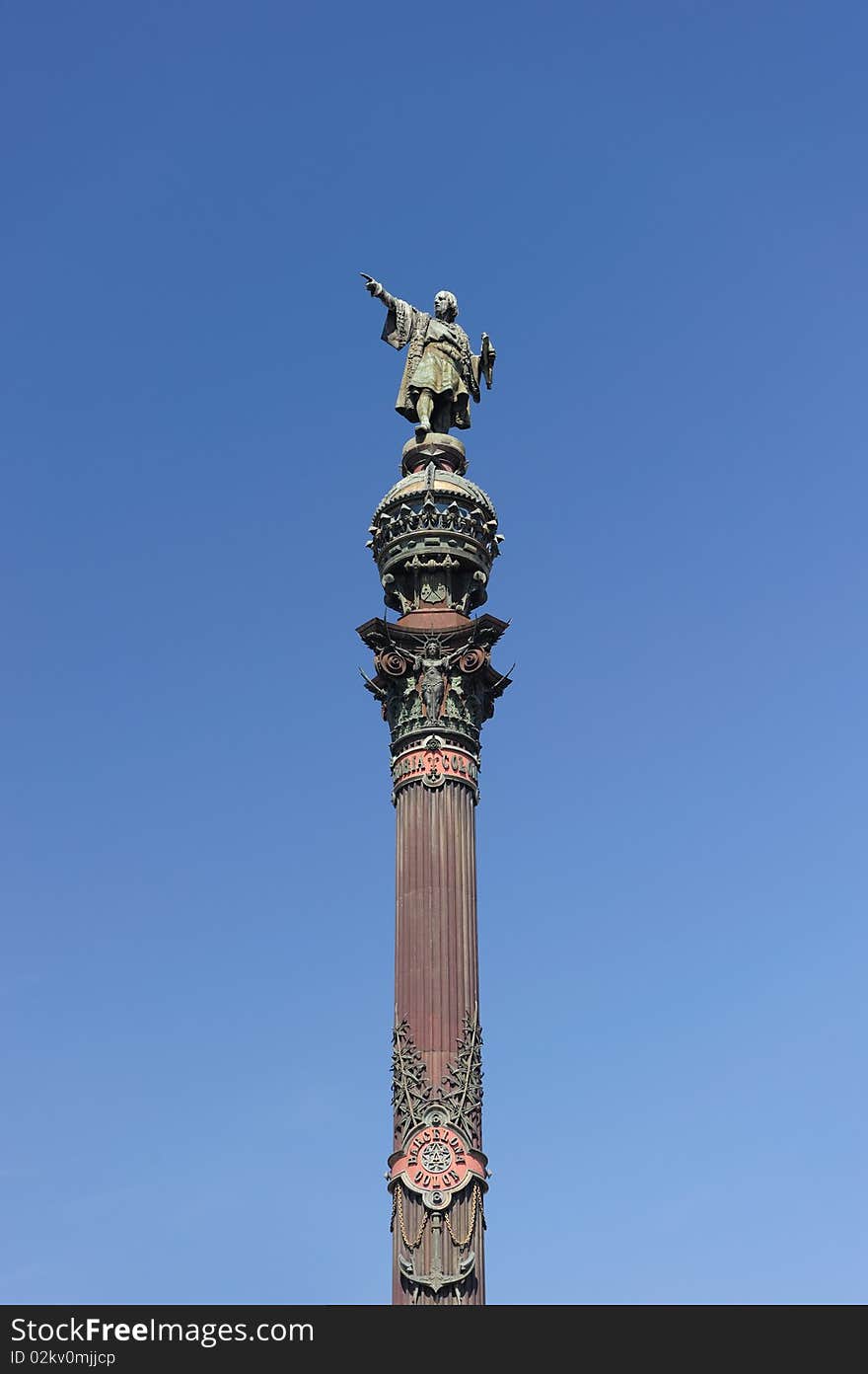 Columbus Column on a sunny day, Barcelona Spain. Columbus Column on a sunny day, Barcelona Spain