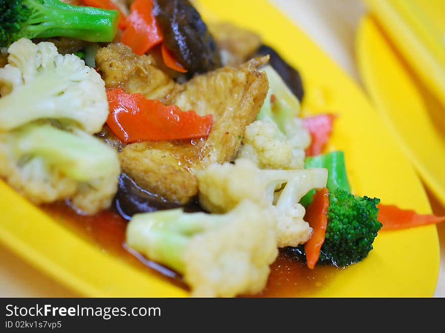 Chinese style mushrooms and cauliflower