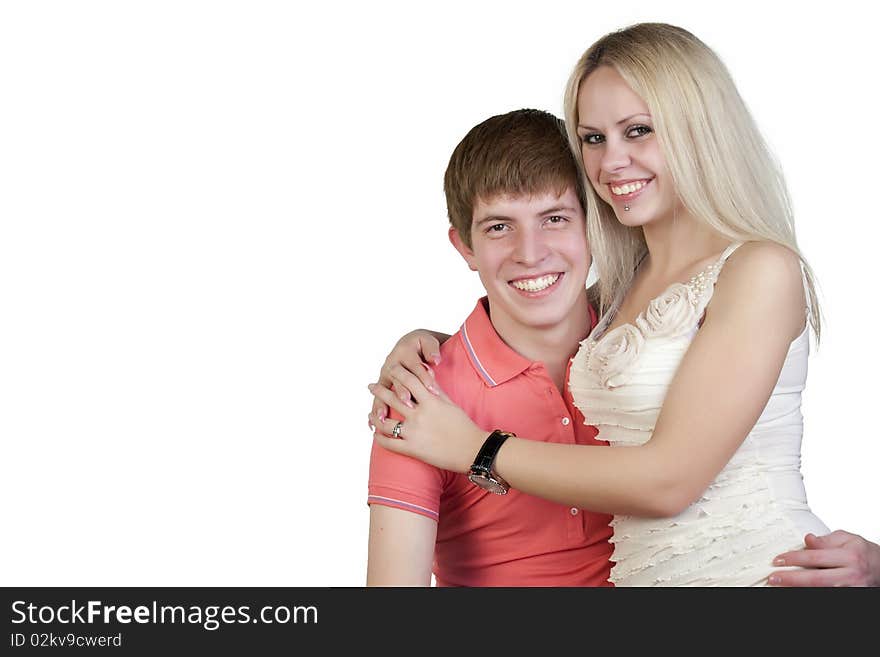 Portrait of boy and girl on a white background. Portrait of boy and girl on a white background