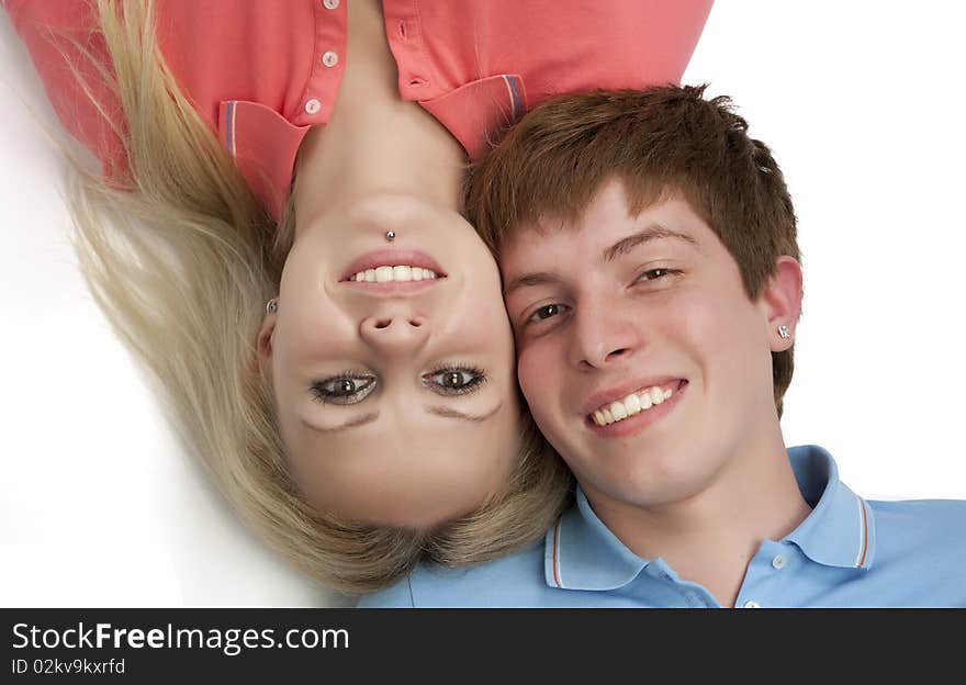 Portrait of boy and girl on a white background. Portrait of boy and girl on a white background