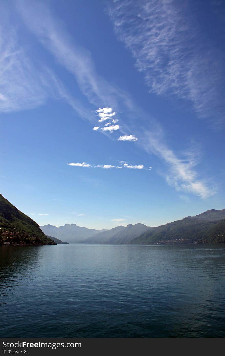 View of mountains and Lake Como in Italy