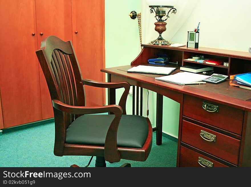 Office interior with table,arm-chair. Office interior with table,arm-chair.