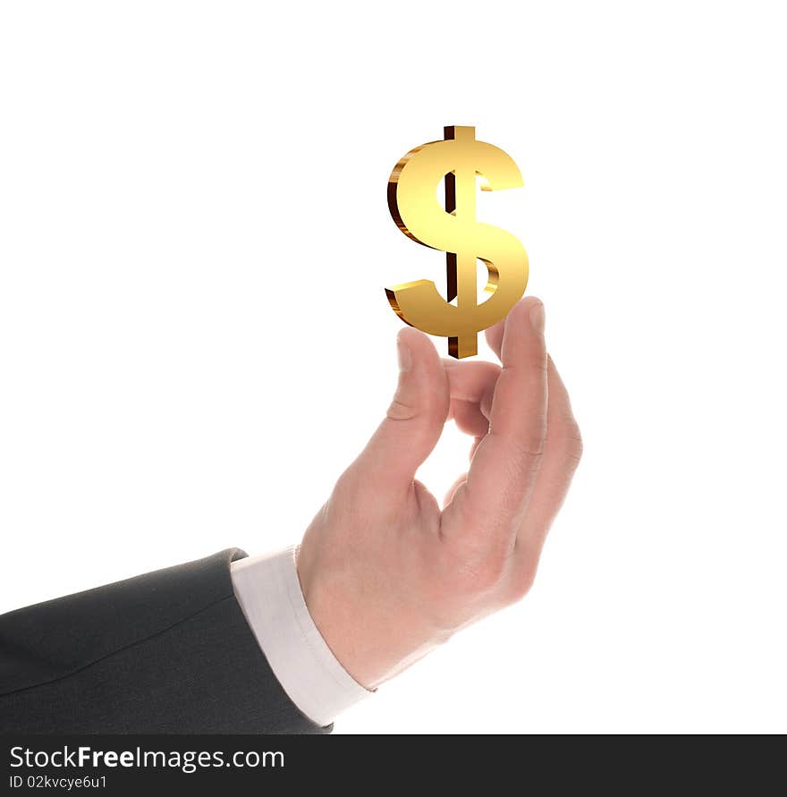 Businessman s  hand with usd gold symbol