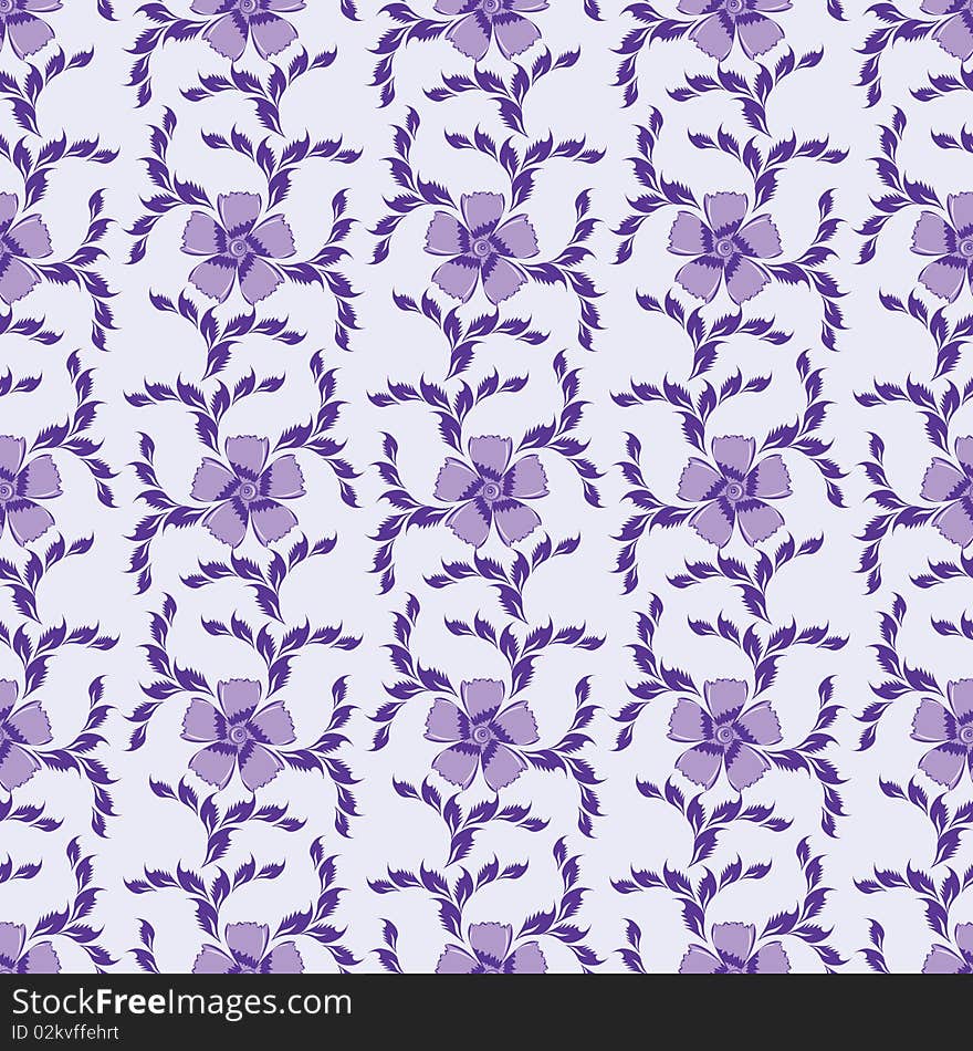 Beauty artistic decorated purple seamless floral pattern. Beauty artistic decorated purple seamless floral pattern