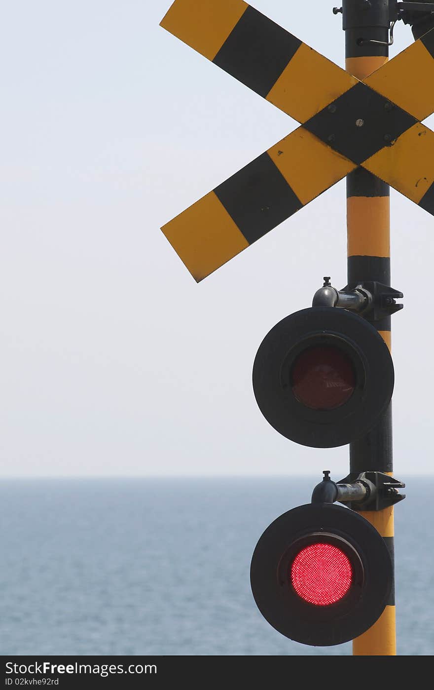 Railroad crossing at shichirigahama in kamakura ,japan