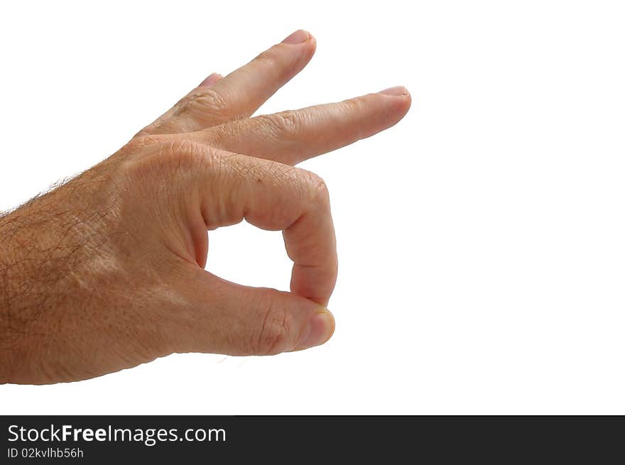 Isolated over white human male hand concept