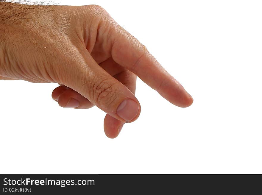 Isolated over white human male hand concept