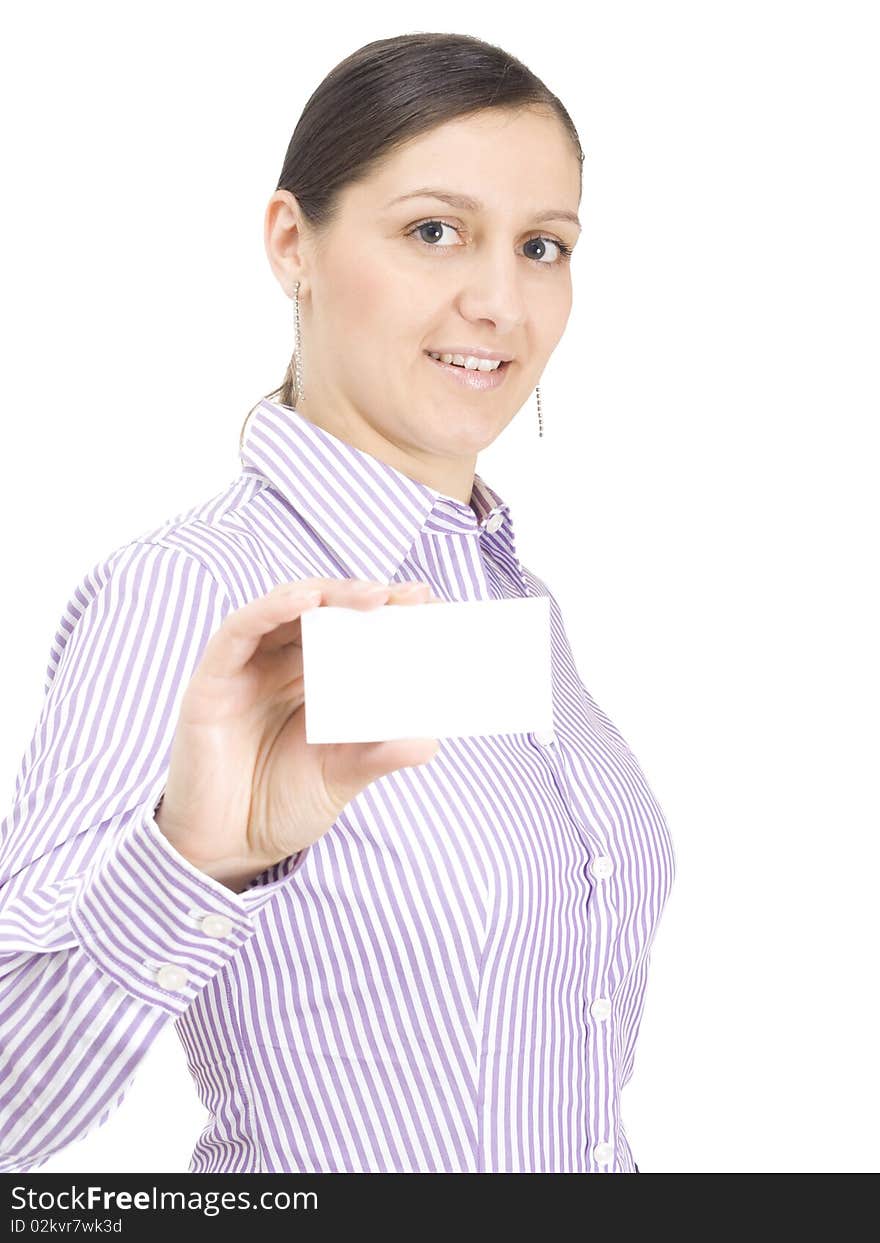 Businesswomen with busines card