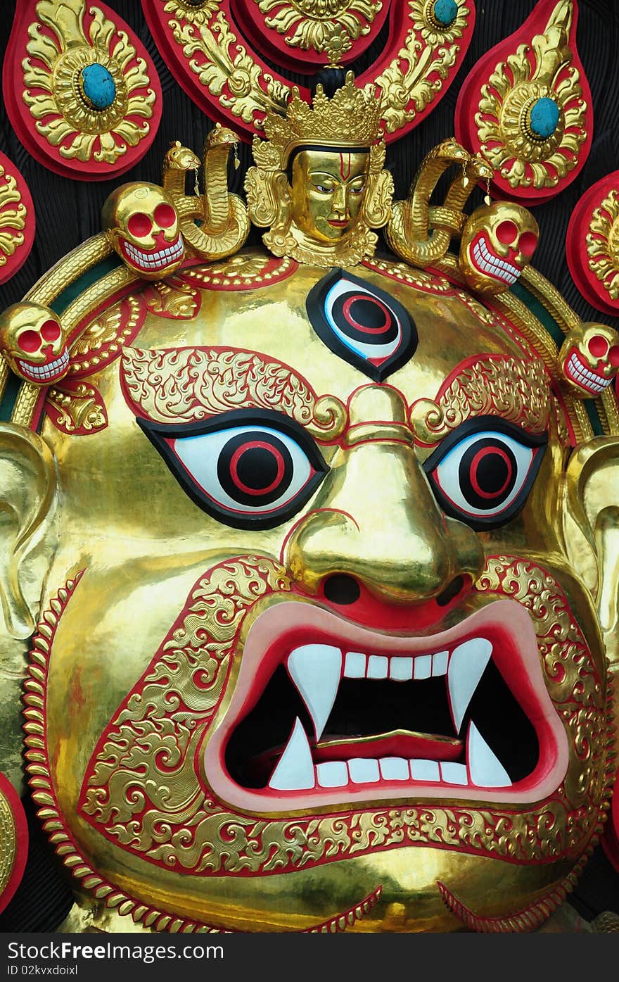 The god face sculpture in Nepal. The god face sculpture in Nepal.