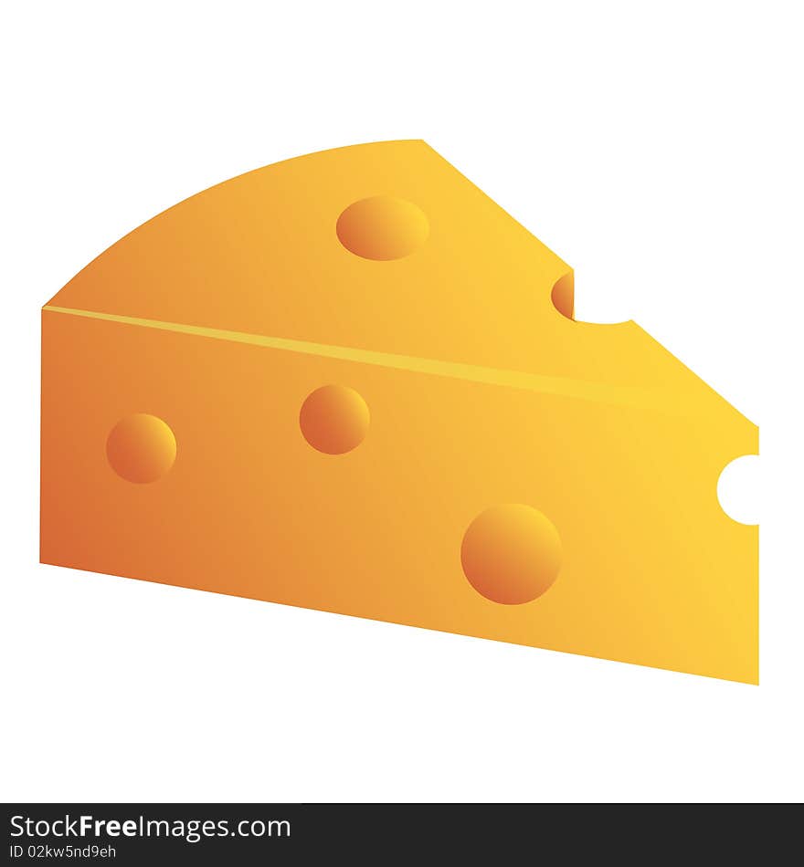 A piece of cheese isolated on white background.