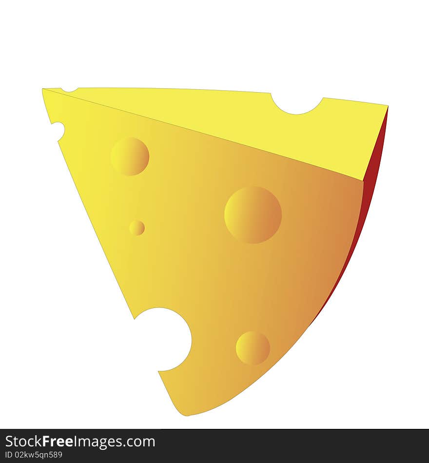 A piece of cheese isolated on white background.