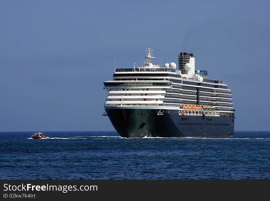 Cruise full ahead out of port. Cruise full ahead out of port