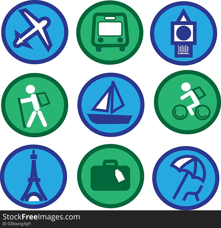 Traveling and tourism icon set. Traveling and tourism icon set