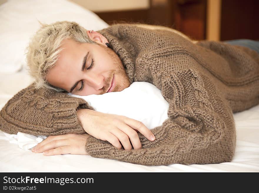 Handsome Man In Bed