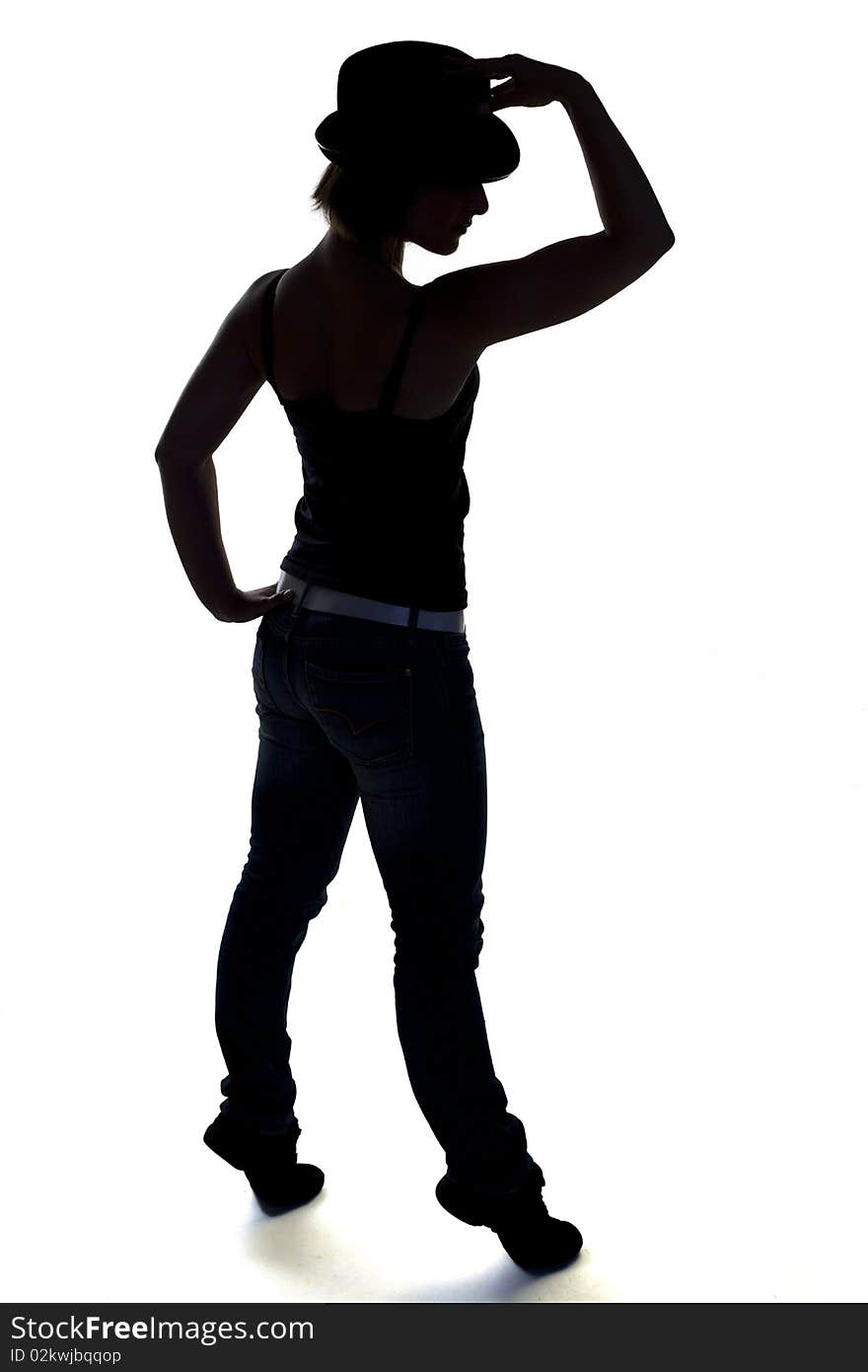 Silhouette of dancer on a white background. Silhouette of dancer on a white background