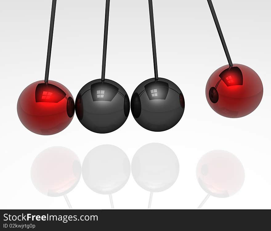 Pendulums in black and red