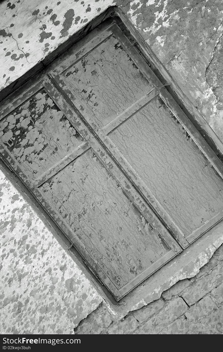 Window of the old house by the road. Window of the old house by the road